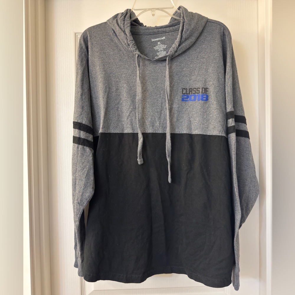 NWOT Boxercraft Senior 2018 Hooded Pullover L-Sleeve T-Shirt 100% Soft Cotton